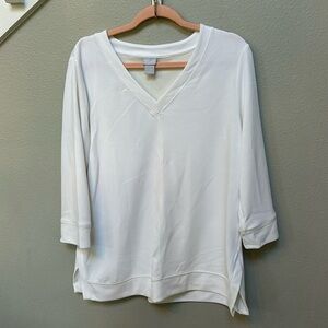 Chico’s Zenergy Sandwashed Tunic, white, Chico’s size 1 (8-10 medium)